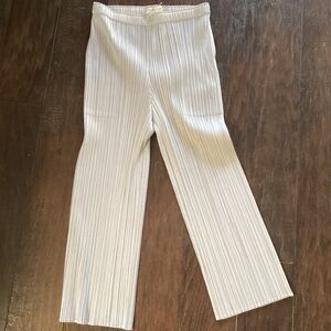 Pleats Please Issey Miyake Women  Striped Straigt Leg Pants Size XS Gray White